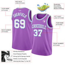 Загрузить изображение в средство просмотра галереи, Custom Medium Purple White-Light Blue Authentic Basketball Jersey
