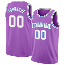 Загрузить изображение в средство просмотра галереи, Custom Medium Purple White-Light Blue Authentic Basketball Jersey