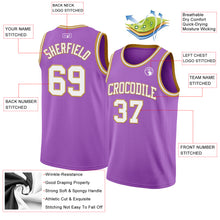 Загрузить изображение в средство просмотра галереи, Custom Medium Purple White-Old Gold Authentic Basketball Jersey