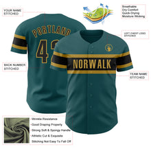Load image into Gallery viewer, Custom Midnight Green Black-Old Gold Authentic Baseball Jersey
