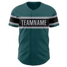 Load image into Gallery viewer, Custom Midnight Green Black-Gray Authentic Baseball Jersey