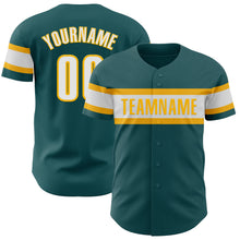 Laden Sie das Bild in den Galerie-Viewer, Custom Midnight Green White-Gold Authentic Baseball Jersey