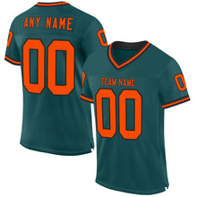 Load image into Gallery viewer, Custom Midnight Green Orange-Black Mesh Authentic Throwback Football Jersey