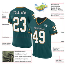 Load image into Gallery viewer, Custom Midnight Green Old Gold-Black Mesh Authentic Throwback Football Jersey