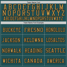 Load image into Gallery viewer, Custom Midnight Green Black-Old Gold Mesh Authentic Throwback Football Jersey