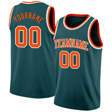 Laden Sie das Bild in den Galerie-Viewer, Custom Midnight Green Orange-White Authentic Basketball Jersey