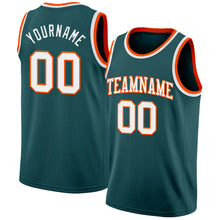 Laden Sie das Bild in den Galerie-Viewer, Custom Midnight Green White-Orange Authentic Basketball Jersey