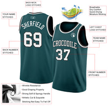 Laden Sie das Bild in den Galerie-Viewer, Custom Midnight Green White-Black Authentic Basketball Jersey