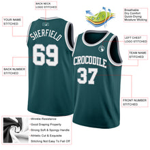 Laden Sie das Bild in den Galerie-Viewer, Custom Midnight Green White-Gray Authentic Basketball Jersey
