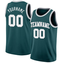 Laden Sie das Bild in den Galerie-Viewer, Custom Midnight Green White-Gray Authentic Basketball Jersey