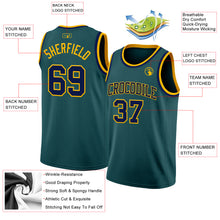 Laden Sie das Bild in den Galerie-Viewer, Custom Midnight Green Navy-Gold Authentic Basketball Jersey