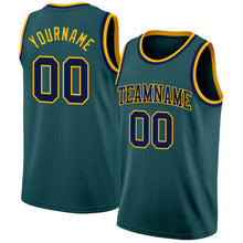 Laden Sie das Bild in den Galerie-Viewer, Custom Midnight Green Navy-Gold Authentic Basketball Jersey