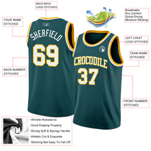 Laden Sie das Bild in den Galerie-Viewer, Custom Midnight Green White-Gold Authentic Basketball Jersey