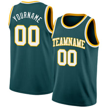 Laden Sie das Bild in den Galerie-Viewer, Custom Midnight Green White-Gold Authentic Basketball Jersey