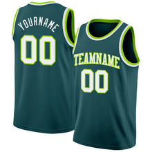 Laden Sie das Bild in den Galerie-Viewer, Custom Midnight Green White-Neon Green Authentic Basketball Jersey