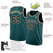 Laden Sie das Bild in den Galerie-Viewer, Custom Midnight Green Black-Cream Authentic Basketball Jersey