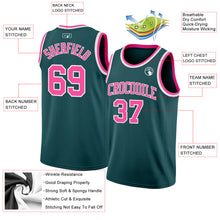 Load image into Gallery viewer, Custom Midnight Green Pink-White Authentic Basketball Jersey