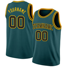 Laden Sie das Bild in den Galerie-Viewer, Custom Midnight Green Black-Gold Authentic Basketball Jersey