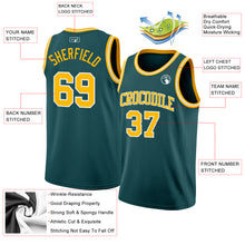 Laden Sie das Bild in den Galerie-Viewer, Custom Midnight Green Gold-White Authentic Basketball Jersey