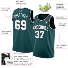Laden Sie das Bild in den Galerie-Viewer, Custom Midnight Green White Gray-Black Authentic Basketball Jersey
