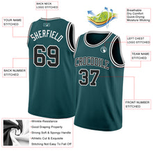 Laden Sie das Bild in den Galerie-Viewer, Custom Midnight Green Black-White Authentic Basketball Jersey