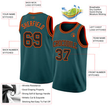 Laden Sie das Bild in den Galerie-Viewer, Custom Midnight Green Black-Orange Authentic Basketball Jersey