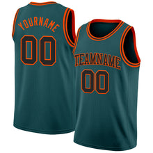 Laden Sie das Bild in den Galerie-Viewer, Custom Midnight Green Black-Orange Authentic Basketball Jersey