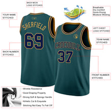Laden Sie das Bild in den Galerie-Viewer, Custom Midnight Green Navy-Old Gold Authentic Basketball Jersey