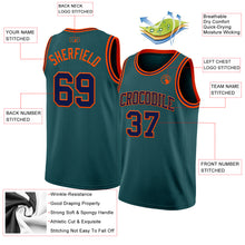 Laden Sie das Bild in den Galerie-Viewer, Custom Midnight Green Navy-Orange Authentic Basketball Jersey