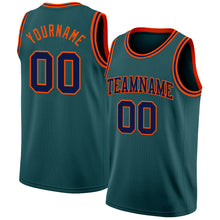 Laden Sie das Bild in den Galerie-Viewer, Custom Midnight Green Navy-Orange Authentic Basketball Jersey