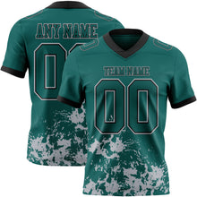 Load image into Gallery viewer, Custom Midnight Green Gray-Black 3D Pattern Splash Authentic Football Jersey
