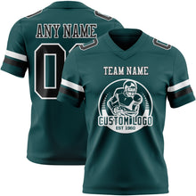 Load image into Gallery viewer, Custom Midnight Green Black-White Authentic Football Jersey