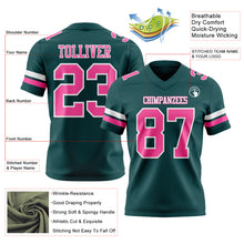 Load image into Gallery viewer, Custom Midnight Green Pink-White Authentic Football Jersey