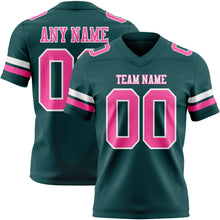 Load image into Gallery viewer, Custom Midnight Green Pink-White Authentic Football Jersey