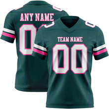 Load image into Gallery viewer, Custom Midnight Green White-Pink Authentic Football Jersey