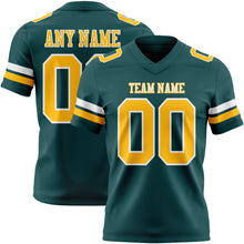 Load image into Gallery viewer, Custom Midnight Green Gold-White Authentic Football Jersey