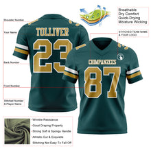 Load image into Gallery viewer, Custom Midnight Green Old Gold-White Authentic Football Jersey