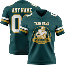 Load image into Gallery viewer, Custom Midnight Green White-Old Gold Authentic Football Jersey