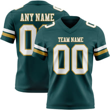 Load image into Gallery viewer, Custom Midnight Green White-Old Gold Authentic Football Jersey