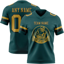 Load image into Gallery viewer, Custom Midnight Green Old Gold-Black Authentic Football Jersey