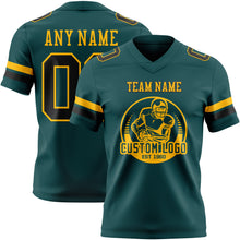 Load image into Gallery viewer, Custom Midnight Green Black-Old Gold Authentic Football Jersey