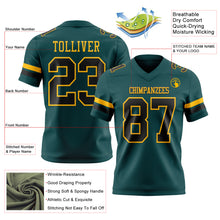 Load image into Gallery viewer, Custom Midnight Green Black-Old Gold Authentic Football Jersey