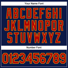 Загрузить изображение в средство просмотра галереи, Custom Navy Red Pinstripe Gold Authentic Baseball Jersey