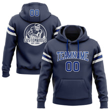 Laden Sie das Bild in den Galerie-Viewer, Custom Stitched Navy Royal-White Football Pullover Sweatshirt Hoodie
