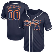 Charger l'image dans la galerie, Custom Navy White-Orange Mesh Authentic Throwback Baseball Jersey