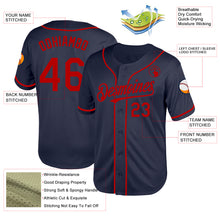 Charger l'image dans la galerie, Custom Navy Red Mesh Authentic Throwback Baseball Jersey