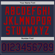 Charger l'image dans la galerie, Custom Navy Red Mesh Authentic Throwback Baseball Jersey