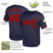 Charger l'image dans la galerie, Custom Navy Red Mesh Authentic Throwback Baseball Jersey