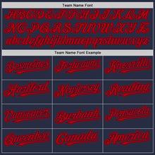 Charger l'image dans la galerie, Custom Navy Red Mesh Authentic Throwback Baseball Jersey