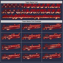 Charger l'image dans la galerie, Custom Navy Vintage USA Flag-Red Mesh Authentic Throwback Baseball Jersey